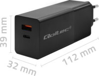 Qoltec 52382 Power Pro 1x USB Type-C / 1x USB Type-A GaN Hálózati töltő - Fekete (100W)