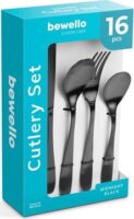 Bewello BW1022A Evőeszköz készlet fekete (16 darabos)