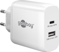 Goobay 65412 1x USB Type-C / 1x USB Type-A Hálózati töltő - Fehér (45W)