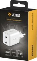 Yenkee YAC G35D Volt GaN 2x USB Type-C Hálózati töltő - Fehér (35W)