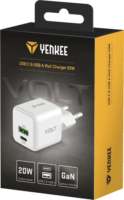 Yenkee YAC G38 Volt GaN 1x USB Type-C / 1x USB Type-A Hálózati töltő - Fehér (20W)