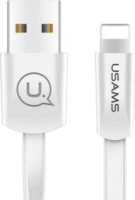 USAMS U2 USB-A apa - Lightning apa 2.0 Lapos adat és töltőkábel - Fehér (1.2m)
