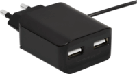LogiLink PA0157 2x USB-A Hálózati töltő beépített Micro USB kábellel - Fekete (10.5W)