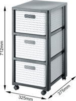 Rotho Country 3 részes Műanyag Tárolókomód 18L/kosár - Fehér/Szürke