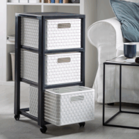 Rotho Country 3 részes Műanyag Tárolókomód 18L/kosár - Fehér/Szürke