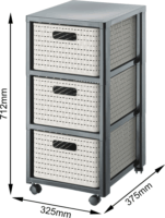 Rotho Country 3 részes Műanyag Tárolókomód 18L/kosár - Szürke/Bézs