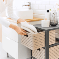 Rotho Country 3 részes Műanyag Tárolókomód 18L/kosár - Szürke/Bézs