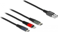 Delock 87236 USB-A apa - Lightning/Micro USB/USB-C apa iPhone Töltőkábel - Fekete (0.3m)