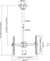 Digitus DA-90421 37"-70" LCD TV/Monitor mennyezeti tartó - Fekete