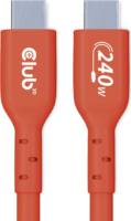 Club3D CAC-1515 USB-C apa - USB-C apa 2.0 Adat és töltőkábel - Piros (4m)