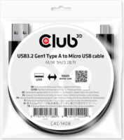 Club3D CAC-1408 USB-A apa - Micro USB apa 2.0 Adat és töltőkábel - Fekete (1m)