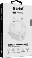 S-Link SL-EC62PD USB Type-C Hálózati töltő + Lightning 100cm Töltőkábel - Fehér (20W)