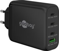 Goobay 65555 3x USB-C / USB-A Hálózati Gyorstöltő Adapter 100W - Fekete