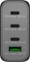 Goobay 65555 3x USB-C / USB-A Hálózati Gyorstöltő Adapter 100W - Fekete