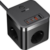 Baseus PowerCombo 250V Elosztó 3 aljzatos 1.5m - Fekete