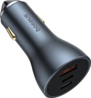 Baseus Golden Contactor Pro 1x USB Type-A / 2x USB Type-C Autós töltő - Fekete (65W)