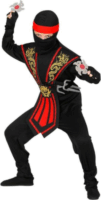 Widmann : Piros harcos Ninja jelmez fegyverekkel - 116 cm