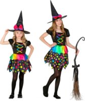 Színes pöttyös boszorkány jelmez - 116 cm