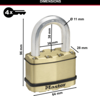 MasterLock M15BEURDLF 64mm Kulcsos lakat