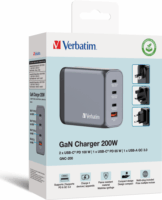 Verbatim GaN 32204 GaN 3x USB-C / USB-A Hálózati töltő - Szürke (200W)