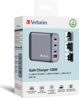Verbatim 32202 GaN 3x USB-C / USB-A Hálózati töltő - Szürke (100W)