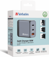 Verbatim 32201 GaN 2x USB-C / USB-A Hálózati töltő - Szürke (65W)