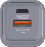 Verbatim GaN USB-A / USB-C Hálózati töltő - Szürke (35W)