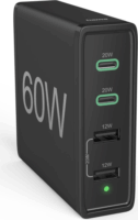 Hama 201628 2x USB-C / 2x USB-A Hálózati töltőállomás - Fekete (60W)