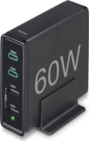 Hama 201628 2x USB-C / 2x USB-A Hálózati töltőállomás - Fekete (60W)