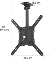 Hama 118086 32"-65" LCD TV/Monitor mennyezeti tartó - Fekete (1 kijelző)