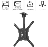 Hama 118086 32"-65" LCD TV/Monitor mennyezeti tartó - Fekete (1 kijelző)