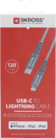 Skross USBC-TO-LIGHT-120-STEEL-1 USB Type-A apa - Lightning apa 2.0 Adat és töltőkábel - Szürke (1.2m)