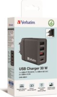 Verbatim 49700 3x USB-A / USB-C Hálózati töltő - Fekete (30W)