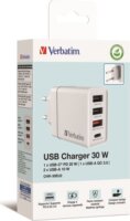 Verbatim 49701 3x USB-A / USB-C Hálózati töltő - Fehér (30W)
