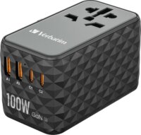 Verbatim UTA-06 GaN III 2x USB-A / 2x USB-C Hálózati töltő - Fekete (100W)