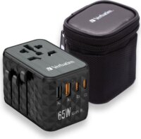Verbatim UTA-05 GaN III 2x USB-A / 2cx USB-C Hálózati töltő - Fekete (65W)