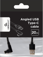 Gembird CC-USB2-AMCML-0.2M USB-A apa - USB-C apa 2.0 Derékszögű adat és töltőkábel - Fekete (0.2m)