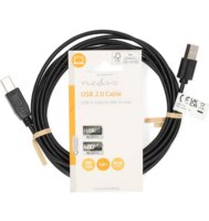 Nedis CCGL60101BK30 USB-A apa - USB-B apa 2.0 Adat és töltő kábel - Fekete (3m)
