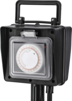 Hama 137273 230V Kerti elosztó időkapcsoló órával 2 aljzatos - Fekete