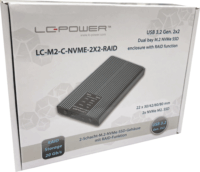 LC-Power LC-M2-C-NVME-2X2-RAID USB 3.2 Külső SSD ház - Fekete