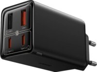 Baseus GaN6 Pro 2x USB-C / 2x USB-A Hálózati Gyorstöltő Adapter + USB-C kábel 65W - Fekete