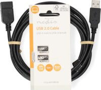 Nedis CCGL60010BK30 USB-A apa - USB-A anya 2.0 Adat és töltő kábel - Fekete (3m)