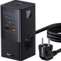 Baseus PowerCombo 250V Hálózati elosztó/töltő 2 aljzatos 1.5m - Fekete