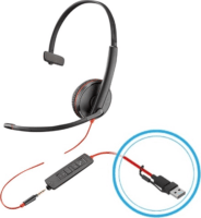 HP Poly Blackwire 3215 Vezetékes Mono Headset - Fekete/Piros