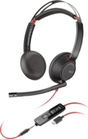 HP Poly Blackwire 5220 (USB Type-C) Vezetékes Headset + USB Type-A Adapter - Fekete