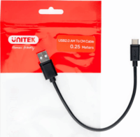 Unitek Y-C480BK USB-A apa - USB-C apa 2.0 Adat és töltőkábel - Fekete (0.25m)