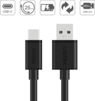 Unitek Y-C480BK USB-A apa - USB-C apa 2.0 Adat és töltőkábel - Fekete (0.25m)