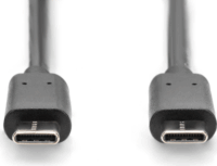 Assmann AK-300138-030-S USB Type-C apa - USB Type-C apa 2.0 Adat és töltő kábel - Fekete (3m)