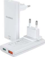 Choetech PD6011 USB-A / USB-C Hálózati töltő - Fehér (67W) + 3db Konnektor adapter