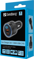 Sandberg 441-49 2x USB-C Autós töltő - Fekete (130W)